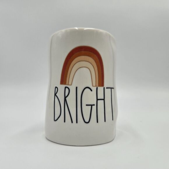 Rae Dunn BRIGHT Ceramic Cup Rainbow Utensil Makeup Brush Office Pencil Holder - Picture 2 of 4
